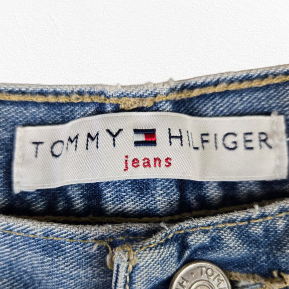 1990s Vintage Tommy Hilfiger Light Wash High Rise Capri Straight Jeans Size 12 - Picture 4 of 8